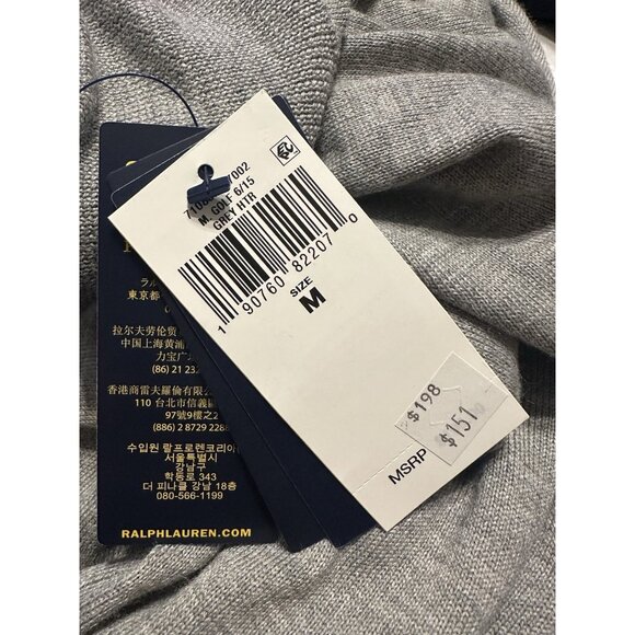 NEW Polo Ralph Lauren MEDIUM Performance 1/4-Zip Sweater Heather Gray Wool Blend - Picture 5 of 5